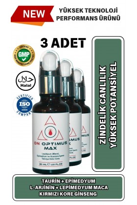 ON OPTİMUS MAX Lepidyum, Epimedium ve Guarana İçeren Takviye Edici Gıda x 3 adet