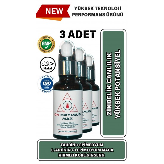 ON OPTİMUS MAX Lepidyum, Epimedium ve Guarana İçeren Takviye Edici Gıda x 3 adet