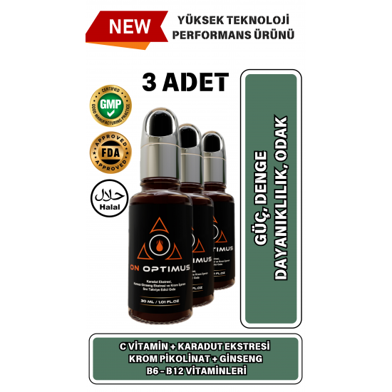 On Optimus Karadut Ekstresi,Kırmızı Ginseng Ekstresi ve Krom İçeren Sıvı Takviye Edici Gıda - 3'lü paket
